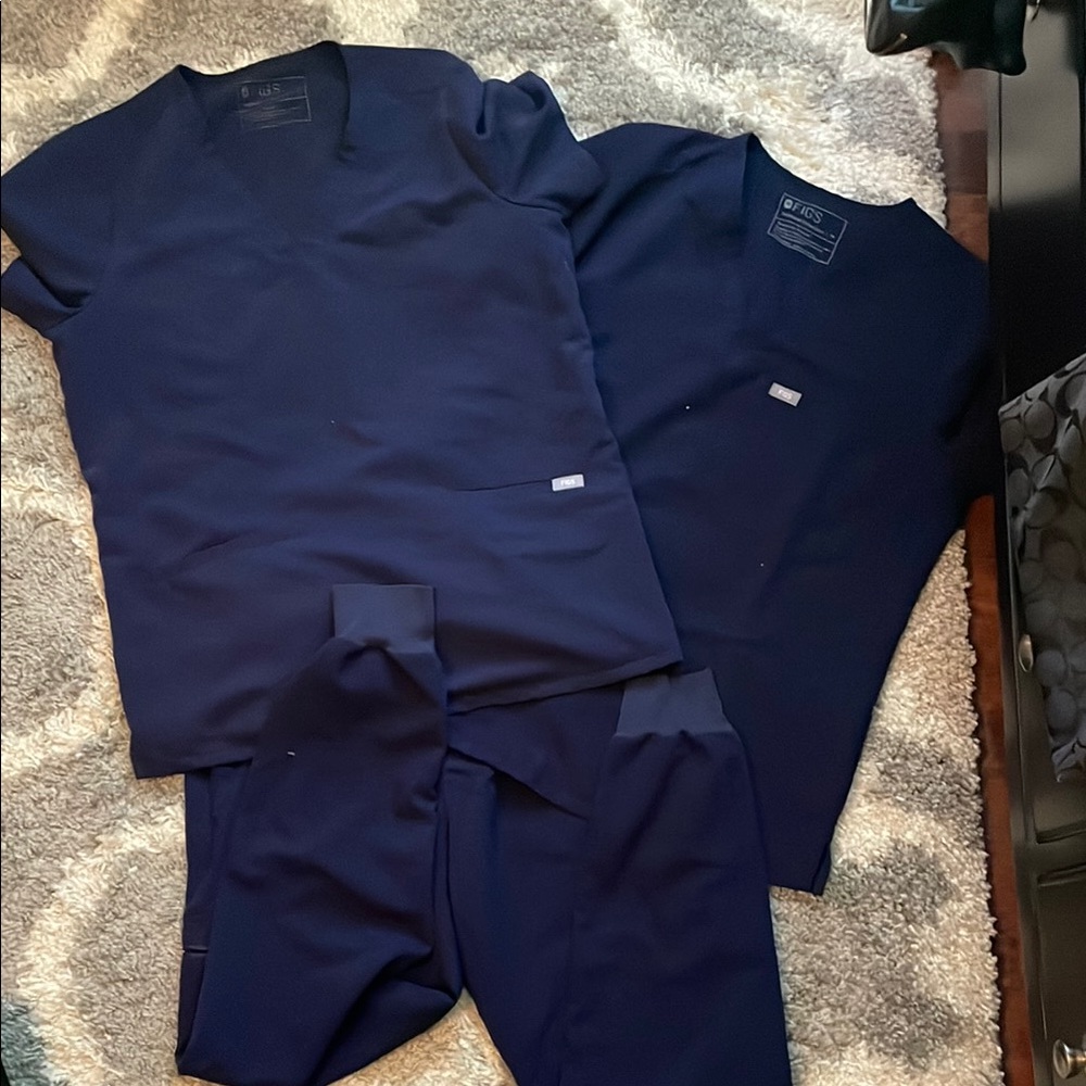EUC Figs Navy Blue Scrub Set